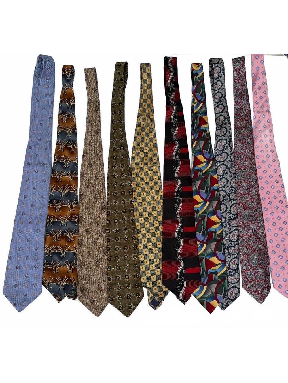 Men’s Necktie Lot of 10 Assorted Colors Geometric Paisley Pattern Dress Ties